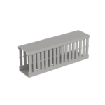 CANALETA RANURADA DE PVC CON TAPA, TIPO F, 49.5 MM DE ANCHO, 72.4 MM DE ALTO Y 2 M DE LARGO, COLOR GRIS