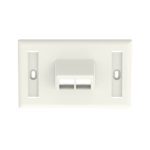 Placa de Pared Horizontal, Salida Para 2 Puertos Keystone, Con Espacios Para Etiquetas, Color Blanco Mate