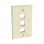 Placa de Pared Vertical, Salida Para 3 Puertos Keystone, Color Marfil