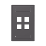 Placa de Pared Vertical, Salida Para 4 Puertos Keystone, Con Espacios Para Etiquetas, Color Negro