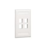 Placa de Pared Vertical, Salida Para 4 Puertos Keystone, Con Espacios Para Etiquetas, Color Blanco