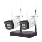 Kit IP Inalámbrico 2 Megapixel (1080p) / NVS 4 Canales / 2 Cámaras Bala para Exterior con Lente 2.8 mm y Dual Light (30 mts IR + 20 mts Luz Blanca) / Audio Bidireccional (Micrófono y Bocina) / Soporta Micro SD de 512 GB