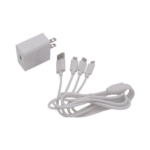 Cargador de pared USB de 5 Vcc 2A / Multi-puertos / USB-C / Micro USB / Tipo C / Lightning (iPhone) / Extensión de cable 1.2 metros