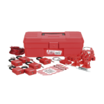 Kit de Bloqueo LOTO para Contratistas con Componentes (Color Rojo).