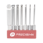 Juego de 7 Puntas Hexagonales / Allen, Milimétricas con Cabeza Redonda  para Destornillador de entrada Hexagonal de 1/4"