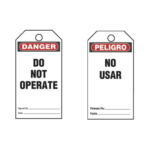 Paquete de 25 Etiquetas de Seguridad, Con Texto "Peligro, No Usar", de 76 x 146 mm, Color Negro Sobre Blanco