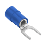Terminal tipo horquilla ( espada ) aislada / 18 - 14 AWG / Azúl / Paquete de 25 piezas.