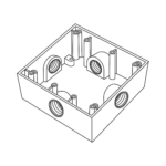 Caja Cuadrada de 3/4" (19.05 mm) a Prueba de Intemperie/ Cuenta con 4 bocas.