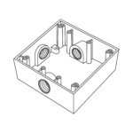 Caja Cuadrada de 3/4" (19.05 mm) a Prueba de Intemperie/ Cuenta con 3 bocas.