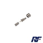 Conector Mini-UHF Macho, 50 Ohm de Anillo Plegable para  LMR-240, RG-8/X, 9258, Niquel/ Oro/ Delrin.