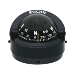 Brújula serie Explorer en color negro para montaje en superficie, cuenta con iluminación nocturna color verde.