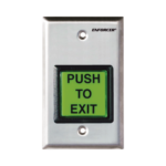 Botón de Salida / Con Iluminación / Con Placa de Pared de Acero Inoxidable / IP65 / Voltaje 12 / 24 Vcd / Mensaje de Idioma Intercambiable / 3 Placas de Idioma Incluidas