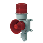 Combinación de baliza LED color roja con sirena electrónica para aplicaciones de la industria pesada  máx.120 dB a 120 VCA