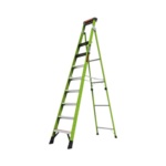 Escalera de 3.05 m Capacidad máxima de 170 Kg, inclinada, de fibra de vidrio con almohadilla de pared giratoria.