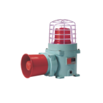 Combinación de baliza LED color Rojo con patrón fijo y flasheante con sirena electrónica, máx. 118 dB para zonas peligrosas a 120 VCA