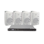 KIT de Amplificador de Audio 120W para Rack | 4 Altavoces de Pared color Blanco 2.5W - 20W | Sistema 70/100V