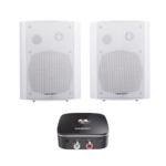 Kit  Altavoces + Modulo Receptor BT | Montaje en Pared | 2x20W RMS | Material ABS y Reja Metálica | Bracket de Metal | Color Blanco