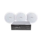 KIT de Amplificador de 120W para Escritorio | 3 Altavoces de Plafón de 5.5in | 3.75 - 30W | Sistema 70/100V