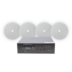 KIT de Amplificador de 120W para Escritorio | 4 Altavoces 6" | Montaje en Techo | 20W | 70/100V