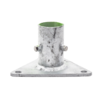 Base Triangular para Mástil de 1" a 2" con Opresores. Galvanizado por Inmersión en Caliente.