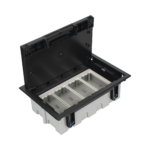 Caja Para Instalación en Piso Falso para Voz, Datos o Contactos Eléctricos / Capacidad para 4 Módulos / Espacio Embellecedor en la Tapa / Profundidad Ajustable de 90 a 120 mm / Los Módulos se Adquieren Aparte / (SF410/14CY)