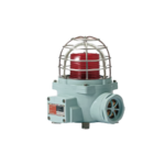 Luz LED color Rojo de advertencia con patrón de destello flasheante/fijo para zonas peligrosas con buzzer incluido a 105 dB. de 120 VCA