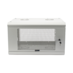 Gabinete de Pared de 6U con Puerta Perforada, 455 mm de Profundidad Total, Rack de 19'', Acero Reforzado Color Gris Mate