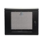 Gabinete de Pared de 9U con Puerta de Cristal Templado, 455 mm de Profundidad, Rack de 19'', Acero Reforzado Color Negro.