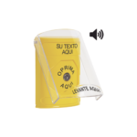 Botón con Texto Personalizado, Tapa Protectora de Policarbonato Súper Resistente, Bocina integrada, Llave para Restablecer