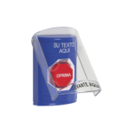 Botón con Texto Personalizado, Tapa Protectora de Policarbonato Súper Resistente, Restablecimiento con llave