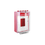 Cubierta Universal De Policarbonato Con Espaciador y Placa De Montaje Interna, Texto De Incendio En Español, Interior/Exterior, Serie Universal Stopper®