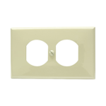 Placa de plástico para contacto dúplex color marfil.