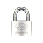 Candado de hierro alta seguridad con llave de disco/ Acabado Cromado/ Llaves Abloy/ Medida de Horquilla 34 mm.