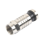 Conector F Macho de Compresión para cable RG-6, Cuerpo de Bronce Niquelado.