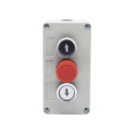 Botonera Triple con Boton de Stop Tipo Enclavado / Para Barreras Vehiculares, Operadores Corredizos y Abatibles.