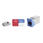 Jack Z-MAX Cat6A, Blindado, Montaje híbrido en Placa de Pared (Plano y Angulado), Color Azul