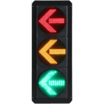 Semáforo Vertical de Giro Izquierdo / LED de Cuatro Elementos / Carcasa PC y ABS / IP53 / Transformador AC 24V / Flecha Izquierda / Protección IP53 / Vida Útil LED ≥100,000 Hrs