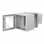 Gabinete Industrial ProTek de Puerta con Ventana, Con Aire Acondicionado de 800 BTU, Protección NEMA Tipo 4/12; IP66; IK10, Abatible, Fabricado en Acero, 19 UR, Color Gris Claro