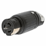 Conector Industrial de Bloqueo / 50A 3-Fases Delta 250V CA / 3-Polos 4-Hilos/ Conector Hembra / Color Negro y Blanco