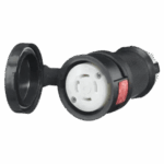 Conector Hembra con Bloqueo de Media Vuelta / 30 A 480 V CA / 3 Polos Trifásico / NEMA L16-30R / Terminal de Tornillo / Cubierta Hermética Negra / Color Blanco y Negro.