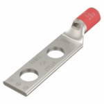 Terminal de Compresión / 8 AWG CU / Dos Orificios / Tamaño del Tornillo 1/2 / Espaciado de Orificios 1-3/4 / Barril Estándar / Ventana de Inspección / Biselado Interno / Estaño Plateado / UL-CSA / 90°C / Hasta 35kV /