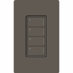 (RadioRa3) Botonera Sunnata Negro 3 escenas y 2 botones subir/bajar para Radio RA3, programe escenas diferentes en cada botón.