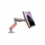 Montaje de Escritorio Ideal Para Monitores Gaming  de  32"- 60" / Capacidad de Carga Maxima 20 Kg / Vesa 75 x 75 -  100 x 100 / Acero / Giro 360° / Color Carbon Mate  con Cubierta  Plastica Color Rojo /  Iluminación RGB