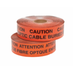 Cinta de peligro subterráneo, Color rojo, Material Aluminio, 304.8m, Leyenda: PRECAUCIÓN: LÍNEA ELÉCTRICA ENTERRADA DEBAJO