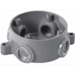 Caja Redonda Estándar sin Tapa a Prueba de Intemperie 102(4) de 3/4" (19 mm) / Con 5 salidas.