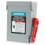 Interruptor de seguridad cerrado de doble ruptura. Interruptor de serie A, 2 polos, 2 hilos sin fusible, uso general.