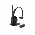 Diadema Inalámbrica DECT/Bluetooth con Micrófono Rotable /Audio HD/  Cancelación IA/  Incluye Base de Carga